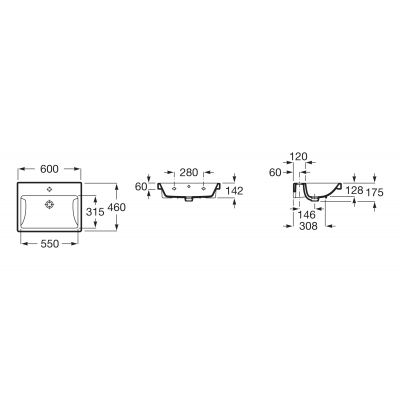 Umywalka 60x46 cm prostokątna ścienna biała A3270M1S00 Roca Gap