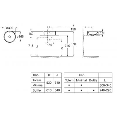 Umywalka 39x39 cm okrągła nablatowa biała A3270MJS00 Roca Gap Round