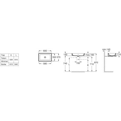 Umywalka 60x37 cm prostokątna nablatowa biała A3270Y2S00 Roca Gap