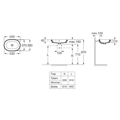 Umywalka 55x39 cm owalna wpuszczana biała A3270Y5S00 Roca Round