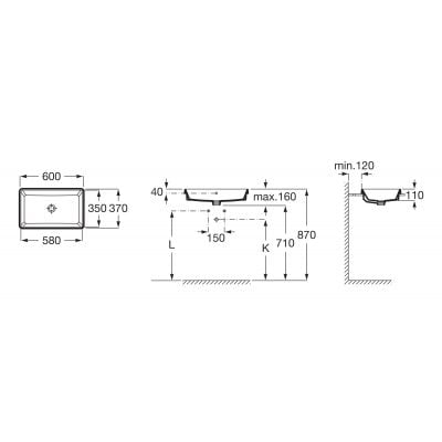 Umywalka 60x37 cm prostokątna wpuszczana biała A3270Y8S00 Roca Gap Square