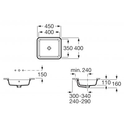 Umywalka 40x35 cm prostokątna podblatowa biała A3270YE000 Roca Gap