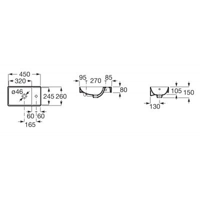 Umywalka 45x26 cm prostokątna ścienna biała A327681000 Roca Ona