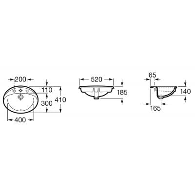 Umywalka 52x41 cm owalna wpuszczana biała A327866000 Roca Rodeo