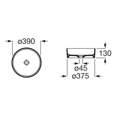 Umywalka 39x39 cm okrągła nablatowa biała A32787N000 Roca Terra