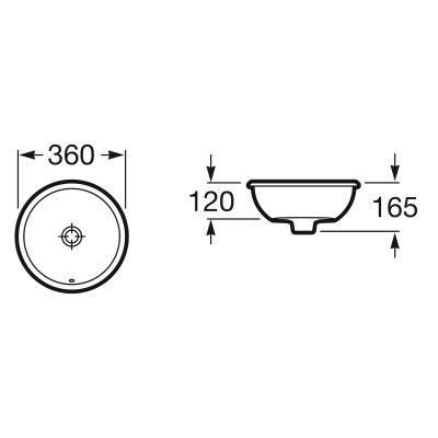 Umywalka 36x36 cm okrągła wpuszczana biała A327880000 Roca Foro