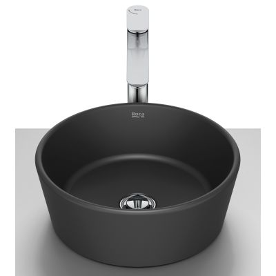 Umywalka 35x35 cm okrągła nablatowa czarna A327B15080 Roca Optica