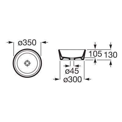 Umywalka 35x35 cm okrągła nablatowa czarna A327B15080 Roca Optica