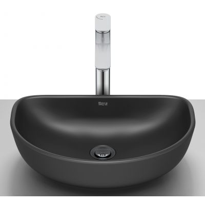 Umywalka 45x30 cm półokrągła nablatowa czarna A327C10080 Roca Optica