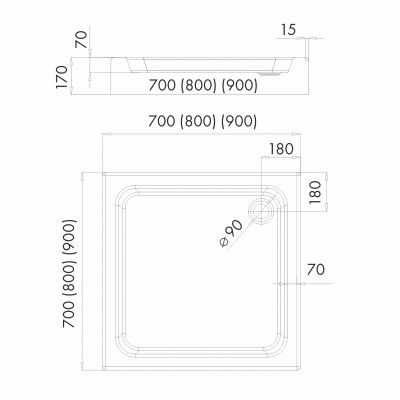 Brodzik kwadratowy 30124 Schedpol Grando Plus