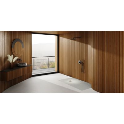 Brodzik prostokątny z maskownicą 90x80 cm cement 33155CTSTM2 Schedpol Kalait Cement Stone