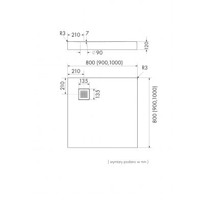Brodzik kwadratowy 90x90 cm biały 33301BSTM2 Schedpol New Horizons White Stone