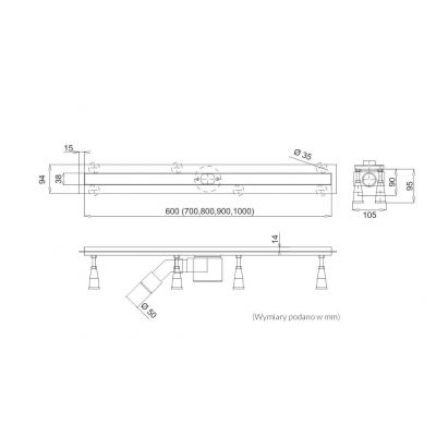 Odpływ prysznicowy 80 cm OLP80SLX Schedpol Slim Lux