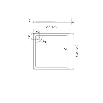 Brodzik kwadratowy 80x80 cm cement 32330CTST Schedpol Caspar New Cement Stone