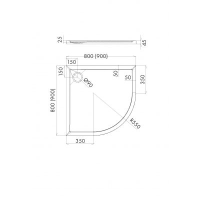 Brodzik półokrągły 90x90 cm cement 32334CTST Schedpol Caspar New Cement Stone
