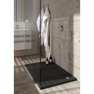 Brodzik prostokątny z syfonem 100x80 cm czarny 32336CST Schedpol Caspar New Black Stone