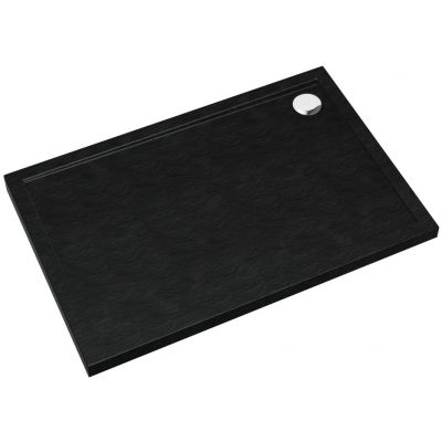 Brodzik prostokątny z syfonem 100x80 cm czarny 32336CST Schedpol Caspar New Black Stone