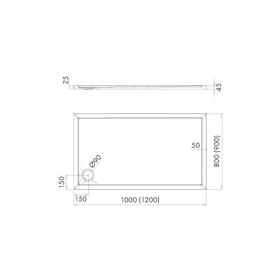 Brodzik prostokątny z syfonem 100x90 cm cement 32345CTST Schedpol Caspar New Cement Stone