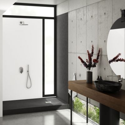 Brodzik prostokątny + maskownica 33325CSTM2 Schedpol New Horizons Black Stone