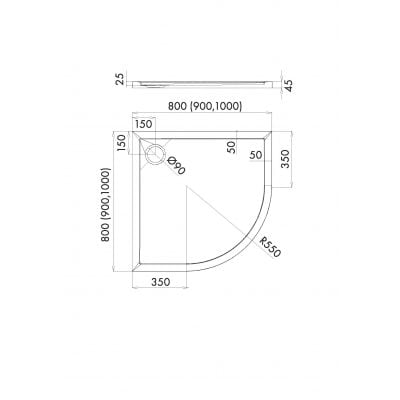 Brodzik półokrągły 100x100 cm biały 34335 Schedpol Corrina New