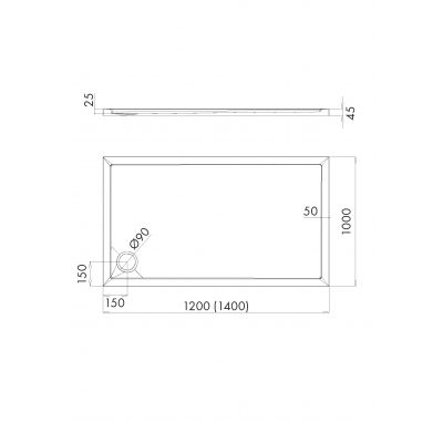 Brodzik prostokątny 120x100 cm biały 34355 Schedpol Corrina New