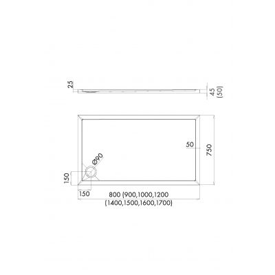 Brodzik prostokątny 100x75 cm biały 34376 Schedpol Corrina New