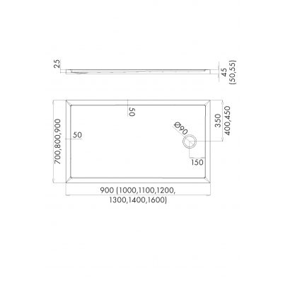 Brodzik prostokątny 130x90 cm biały 34948 Schedpol Corrina New