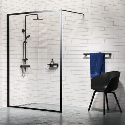 Ścianka prysznicowa walk-in 100 cm czarny mat/szkło przezroczyste CDA30986195100 Sealskin Contour