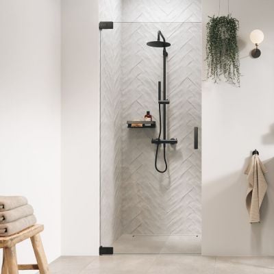 Drzwi prysznicowe 90 cm uchylne grafitowy szczotkowany/szkło przezroczyste PU140906145100 Sealskin Pure