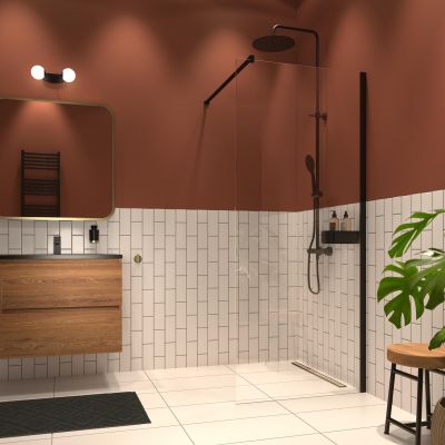 Ścianka prysznicowa walk-in 90 cm czarny mat/szkło przezroczyste XIA30906195100 Sealskin INC