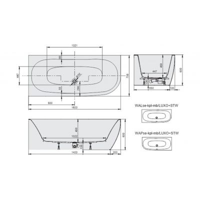 Wanna z obudową 160x75 cm lewa biała 632370102001010 Sanplast Luxo