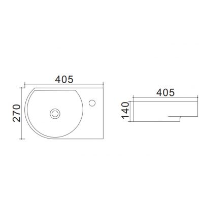 Umywalka 40.5x27 cm narożna biała STR4295 Uptrend Devo