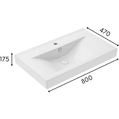 Umywalka 80x47 cm prostokątna biały TR4270B Uptrend Gemini