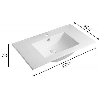 Umywalka 90x46 cm prostokątna biały UP4530900 Uptrend Neva
