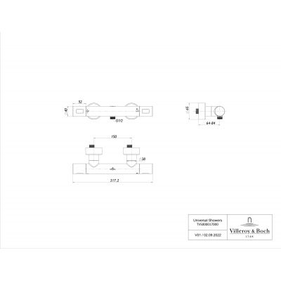 Villeroy & Boch Universal Taps & Fittings bateria prysznicowa ścienna termostatyczna czarny mat TVS000017000K5