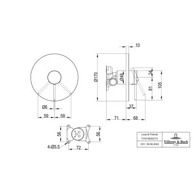 Bateria prysznicowa podtynkowa chrom TVS10635211361 Villeroy & Boch Loop & Friends