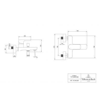 Villeroy & Boch O.Novo TVT10400100061 bateria wannowo-prysznicowa ścienna chrom