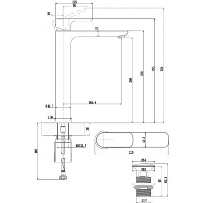 Bateria umywalkowa stojąca chrom TVW10410511061 Villeroy & Boch O.Novo