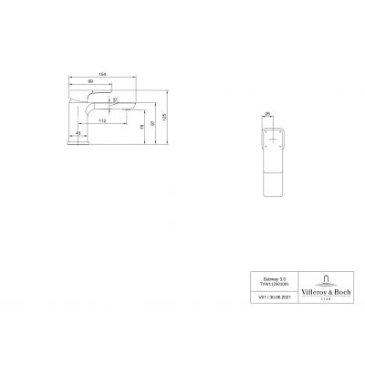 Villeroy & Boch Subway 3.0 TVW11200100176 bateria umywalkowa stojąca złoty