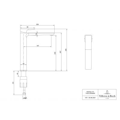 Villeroy & Boch Subway 3.0 TVW11200400064 bateria umywalkowa stojąca nikiel