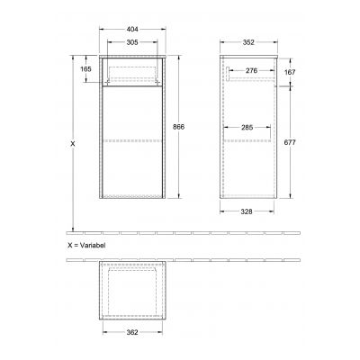 Szafka wisząca boczna 40x35 cm C53101RH Villeroy & Boch Finero