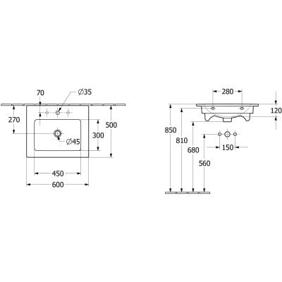 Umywalka z szafką i lustrem S00300FPR1 Villeroy & Boch Finero
