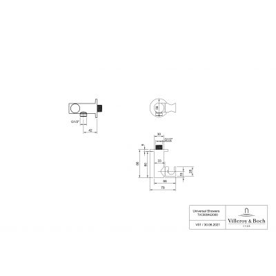 Villeroy & Boch Universal Showers przyłącze kątowe z uchwytem nikiel szczotkowany TVC00046200064