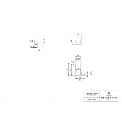 Villeroy & Boch Universal Showers przyłącze kątowe z uchwytem nikiel szczotkowany TVC00046300064