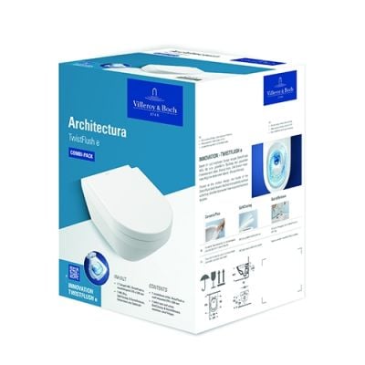 Combi-Pack zestaw z deską wisząca bez kołnierza biały połysk 4694CL01 Villeroy & Boch Architectura