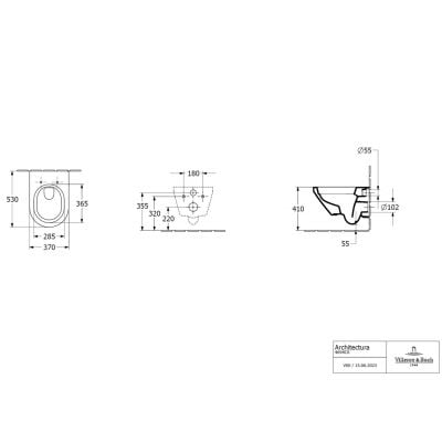 Combi-Pack zestaw z deską wisząca bez kołnierza biały połysk 4694CL01 Villeroy & Boch Architectura