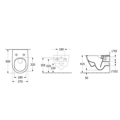 Miska WC z deską wolnoopadającą wisząca bez kołnierza biały połysk 5614HRR1 Villeroy & Boch Subway 2.0