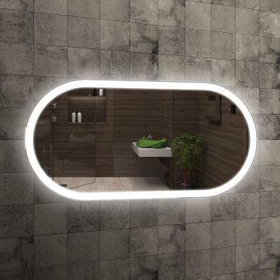 Lustro 60x120 cm owalne z oświetleniem srebrny 5907459662399 Venti Elipson