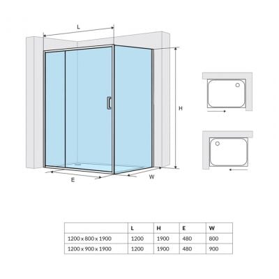 Ścianka prysznicowa 90 cm chrom połysk/szkło przezroczyste KAAC1806900LP Actima Seria 201