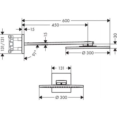 Axor ShowerSolutions 35303670 deszczownica z ramieniem 30x30 cm okrągła czarna